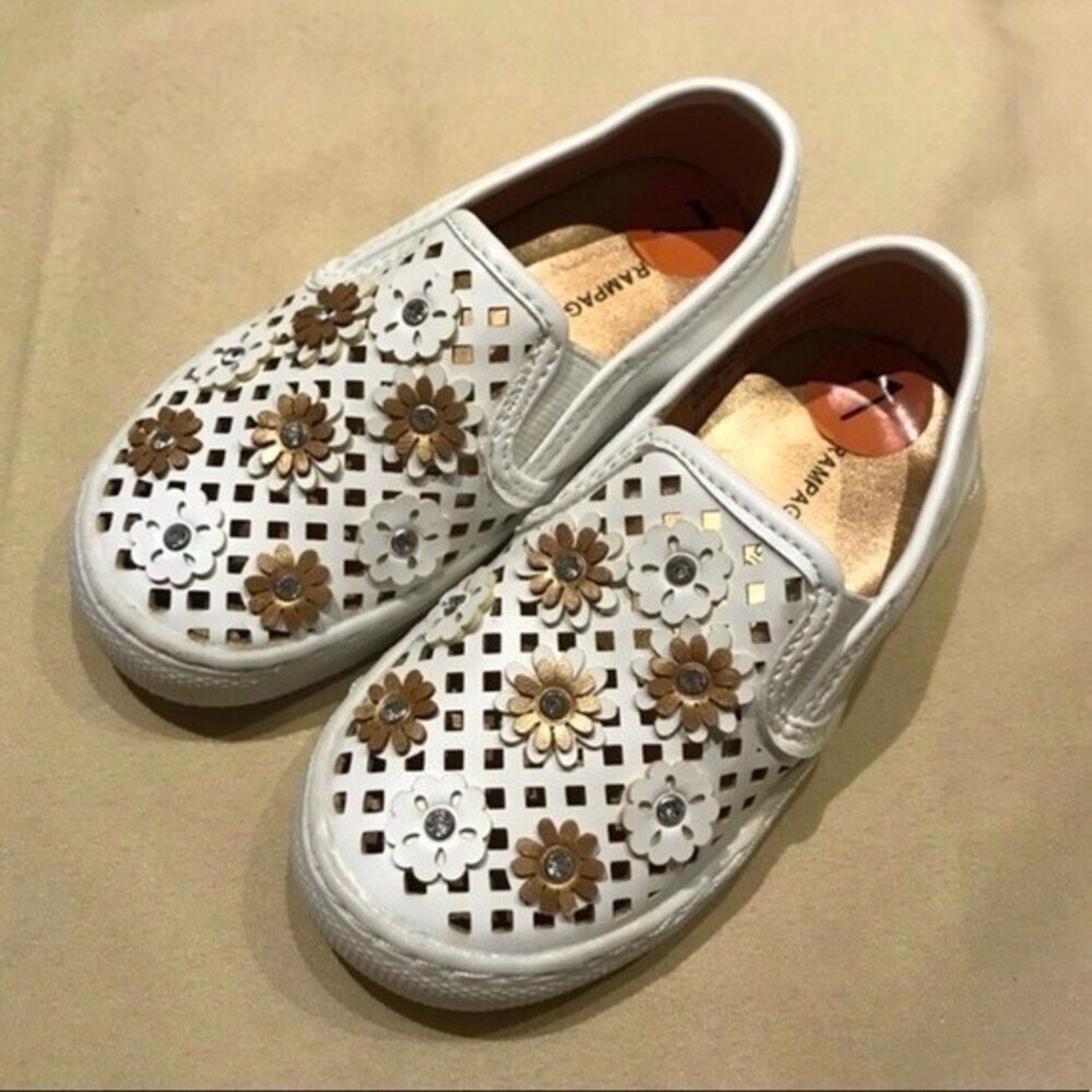 Rampage Girls Floral Slip-On Sneakers Toddler White / Gold Size 7